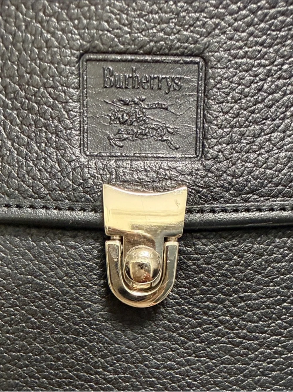 Burberry Black Pebbled Leather Top-Handle Satchel